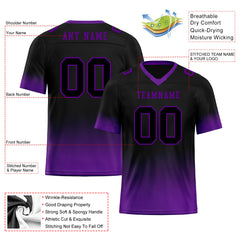 Custom Black Purple Fade Fashion Personalized Authentic Football Jersey FBJ02-D06088