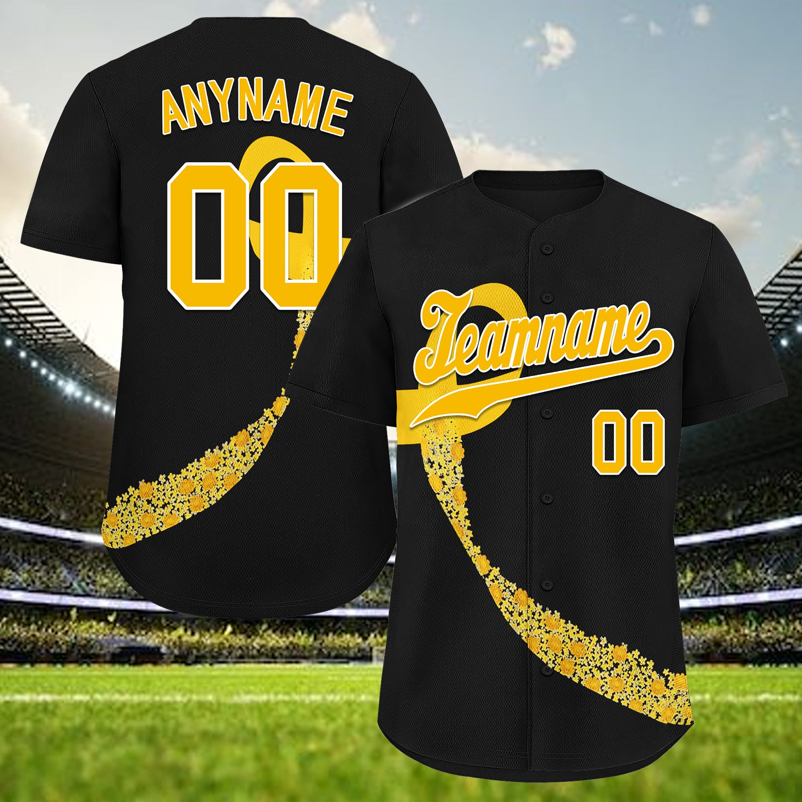 Custom Black World Cancer Day Personalized Authentic Baseball Jersey BSBJ01-E06020-1
