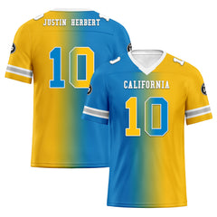 Custom Yellow Blue California Personalized Authentic Football Jersey FBJ02-D028017-27