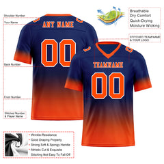 Custom Navy Blue Orange Fade Fashion Personalized Authentic Football Jersey FBJ02-D06092