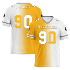 Custom Yellow White Pennsylvania Personalized Authentic Football Jersey FBJ02-D028017-31