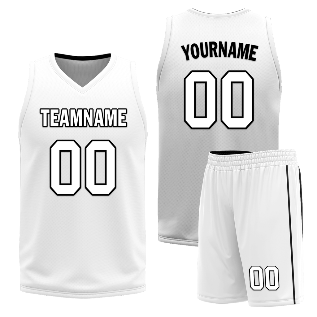 Custom Black White Classic Style Reversible Basketball Uniform Personalized Ordinary BBJR-D017007