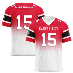 Custom Red White Kansas City Personalized Authentic Football Jersey FBJ02-D020249-18