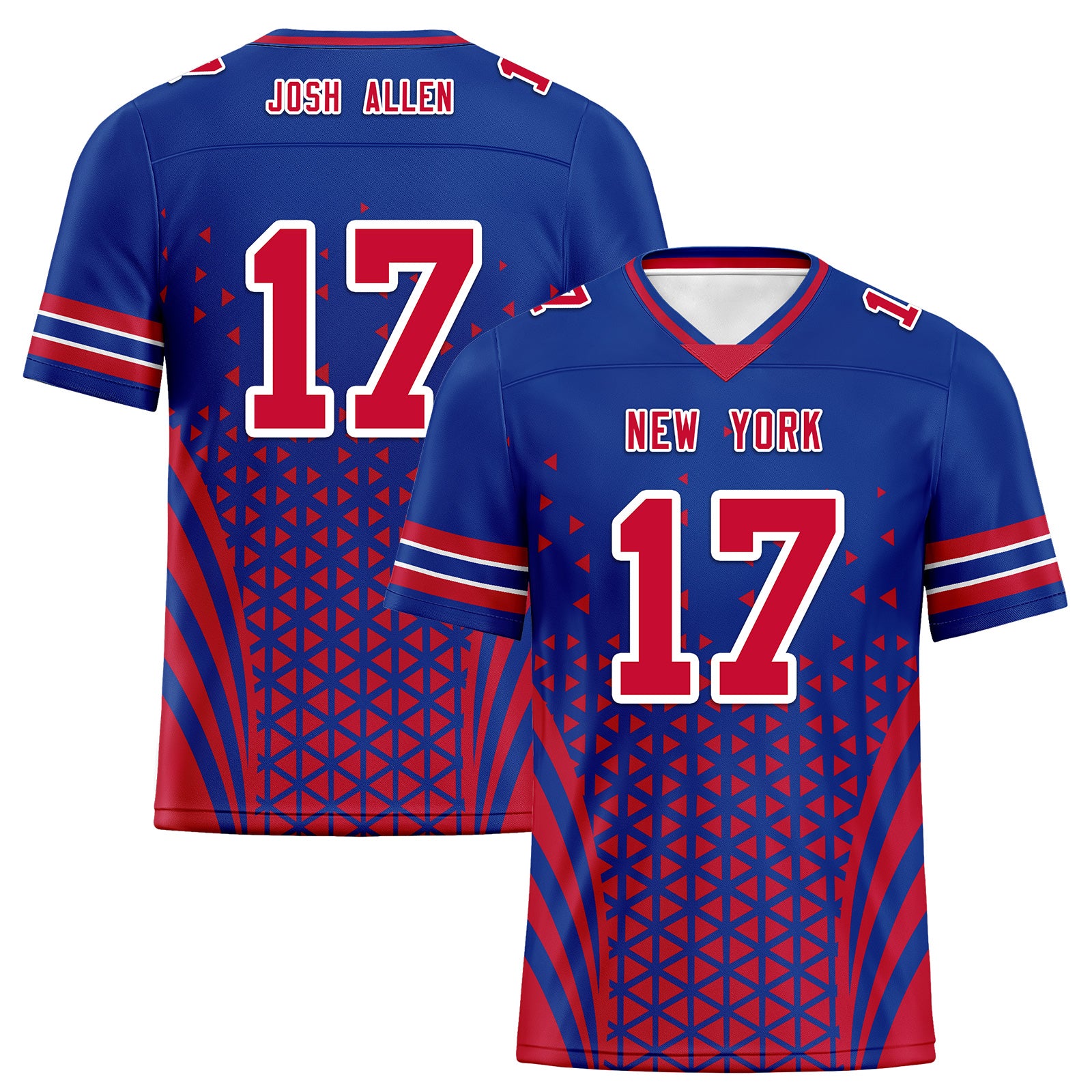 Custom Blue Red New York Personalized Authentic Football Jersey FBJ02-D023033-4