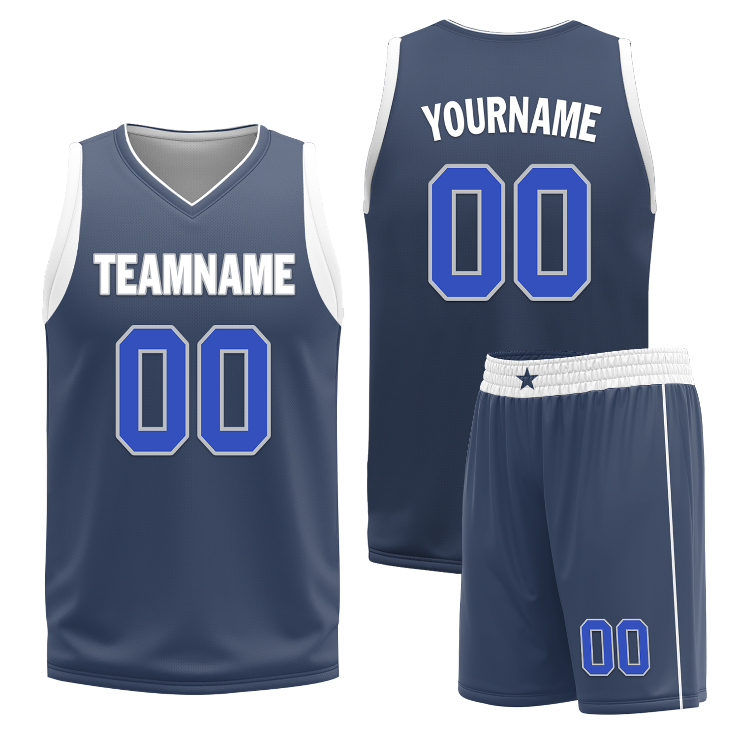 Custom White Blue Classic Style Reversible Basketball Uniform Personalized Ordinary BBJR-D017054