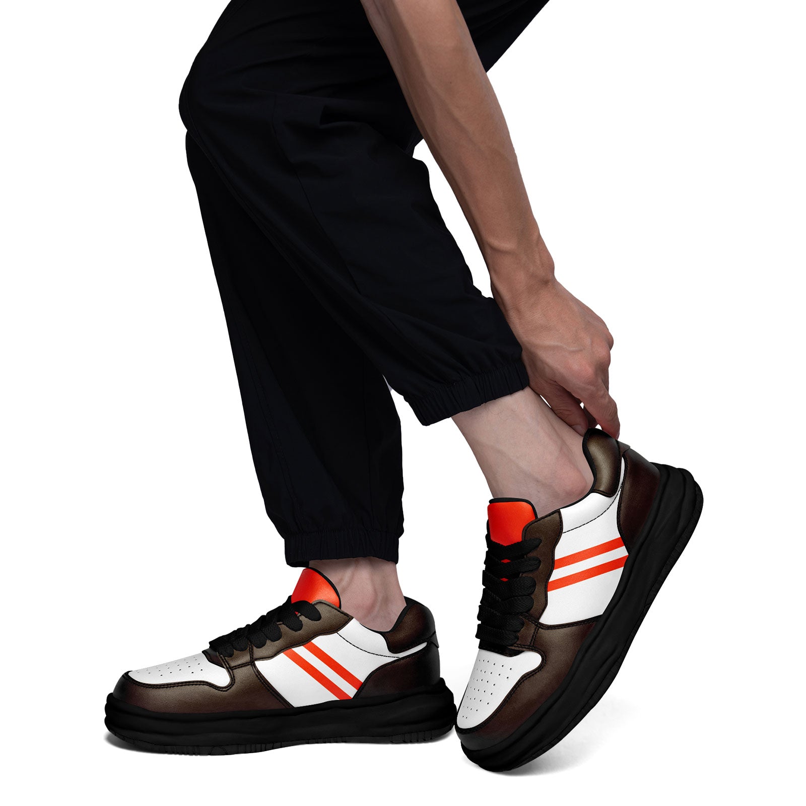 Custom Brown Orange Cleveland Shoes Personalized Sneaker FN032-D020389-8