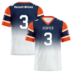 Custom White Blue Denver Personalized Authentic Football Jersey FBJ02-D020249-10