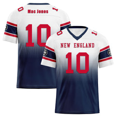 Custom White Blue New England Personalized Authentic Football Jersey FBJ02-D020249-26