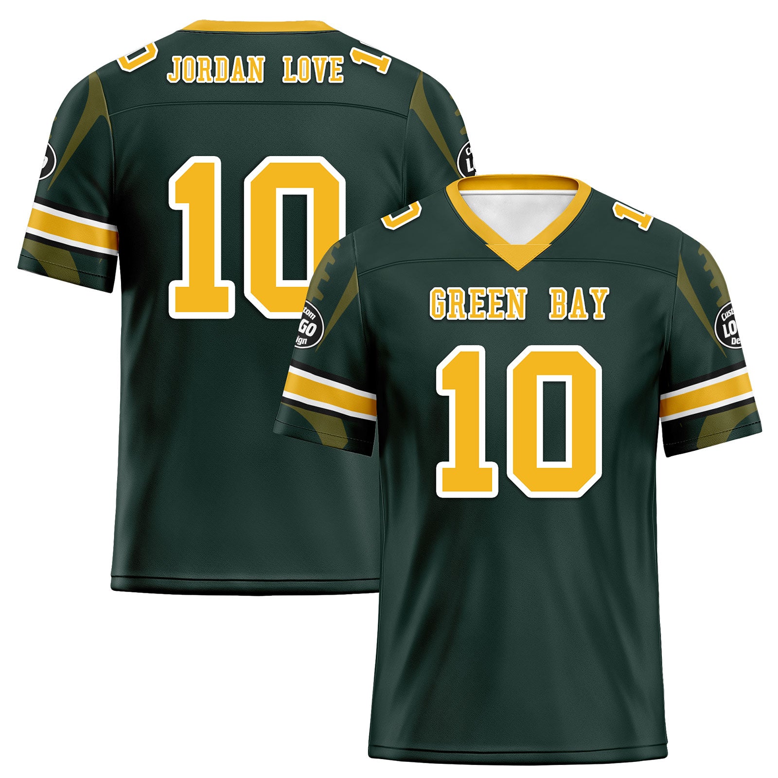 Custom Green Green Bay Football Jersey and Sports Shoes Combo Offer Personalized Combo ZH-D025008-13
