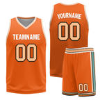 Custom White Orange Classic Style Reversible Basketball Uniform Personalized COOLMAX BBJR-D017052