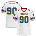 Custom White Pittsburgh Football Jersey and Sports Shoes Combo Offer Personalized Combo ZH-D025008-31
