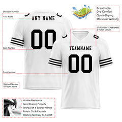 Custom White Black Striped Sleeves Personalized Authentic Football Jersey FBJ02-D06032