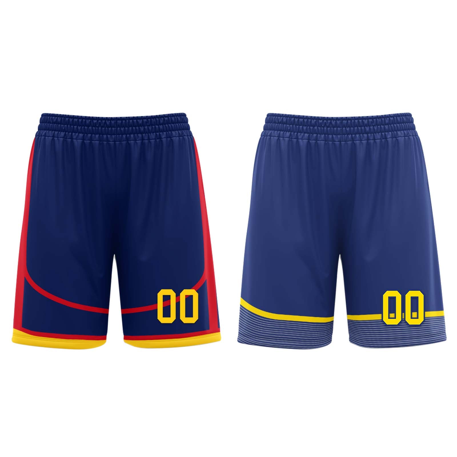 Custom Navy Blue Red Gold Golden State City Edition Personalized Reversible Basketball Set Sports Basketball Jersey BBJ01R-D0610-10