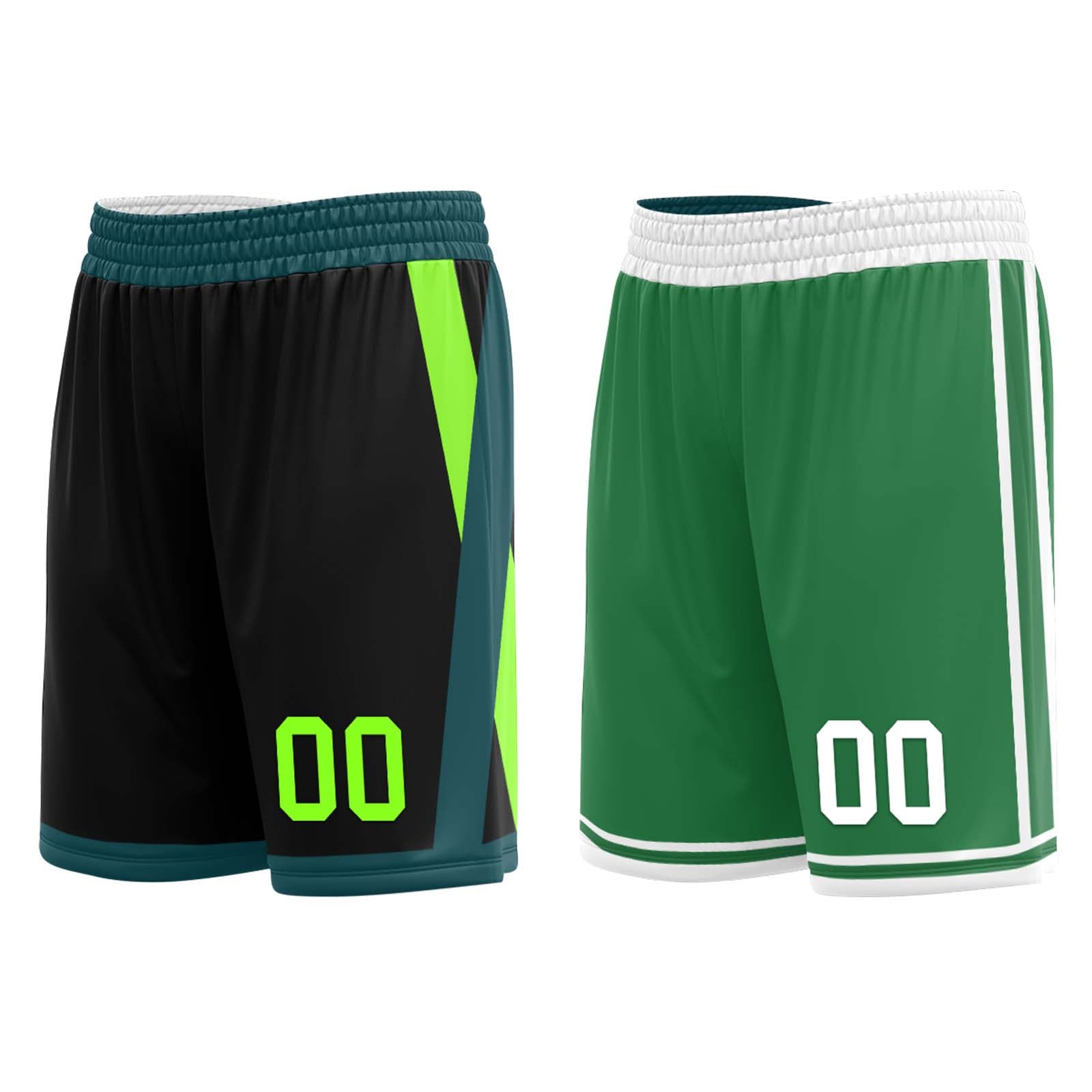 Custom Black Green Boston City Edition Personalized Reversible Basketball Set Sports Basketball Jersey BBJ01R-D0610-2