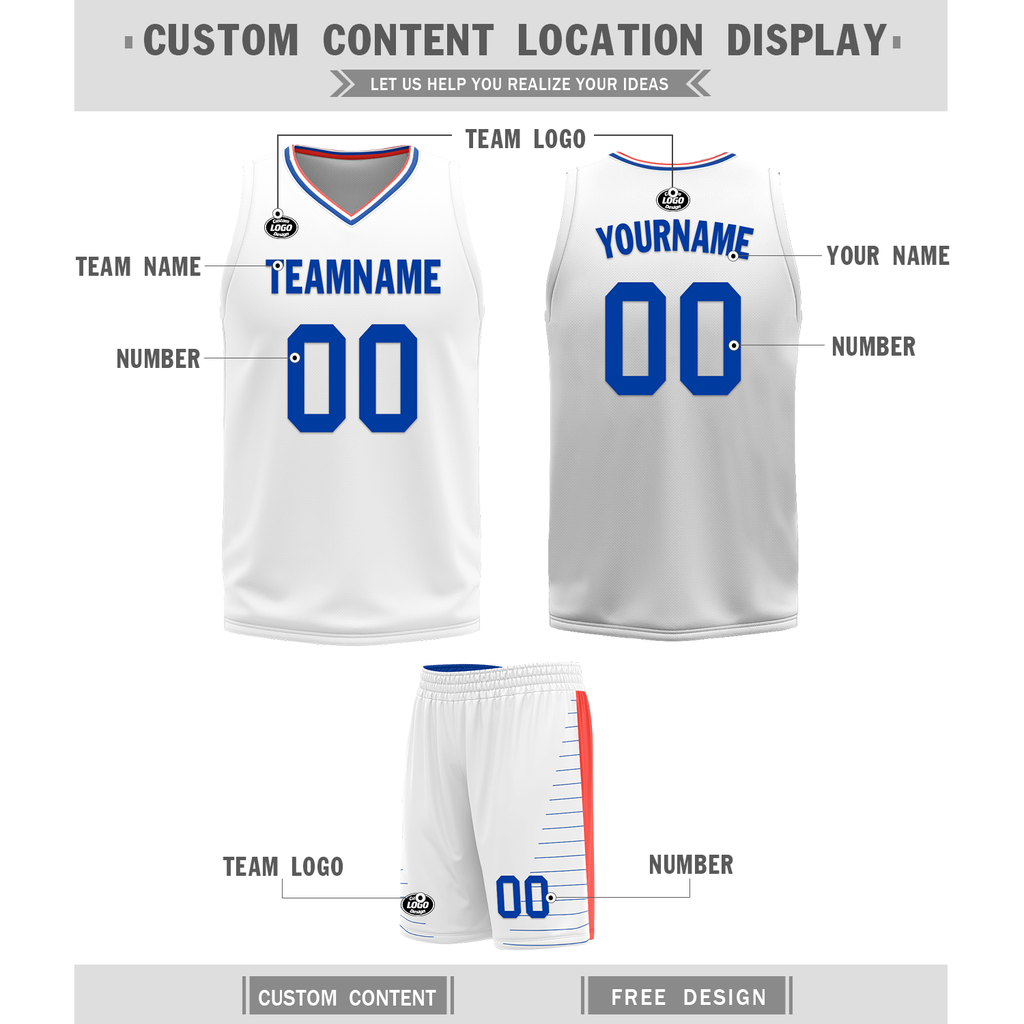 Custom Blue White Classic Style Reversible Basketball Uniform Personalized Ordinary BBJR-D017031