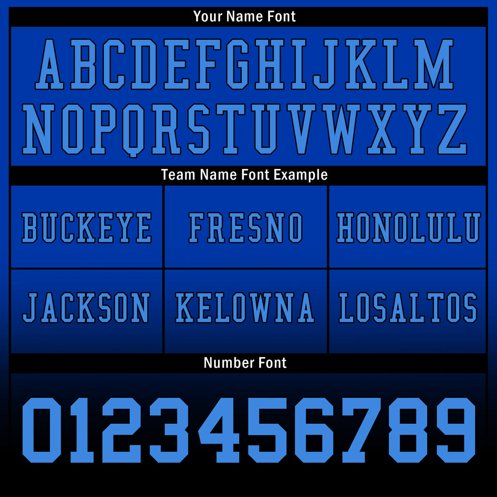 Custom Black Blue Fade Fashion Personalized Authentic Football Jersey FBJ02-D06102