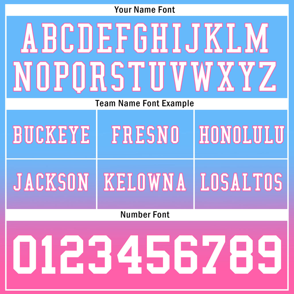Custom Blue Pink Fade Fashion Personalized Authentic Football Jersey FBJ02-D06104