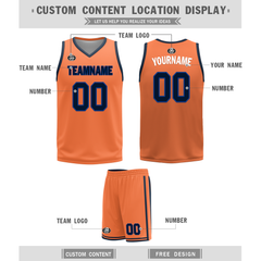 Custom Blue Orange Classic Style Reversible Basketball Uniform Personalized Ordinary BBJR-D017015