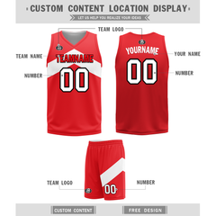 Custom White Red Classic Style Reversible Basketball Uniform Personalized Ordinary BBJR-D017026