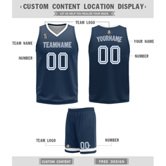 Custom White Blue Classic Style Reversible Basketball Uniform Personalized Ordinary BBJR-D017043