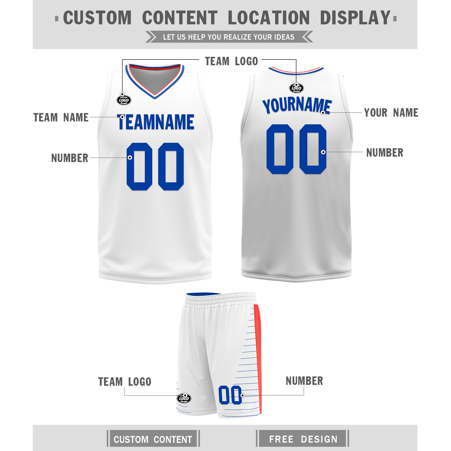 Custom Blue White Classic Style Reversible Basketball Uniform Personalized COOLMAX BBJR-D017031