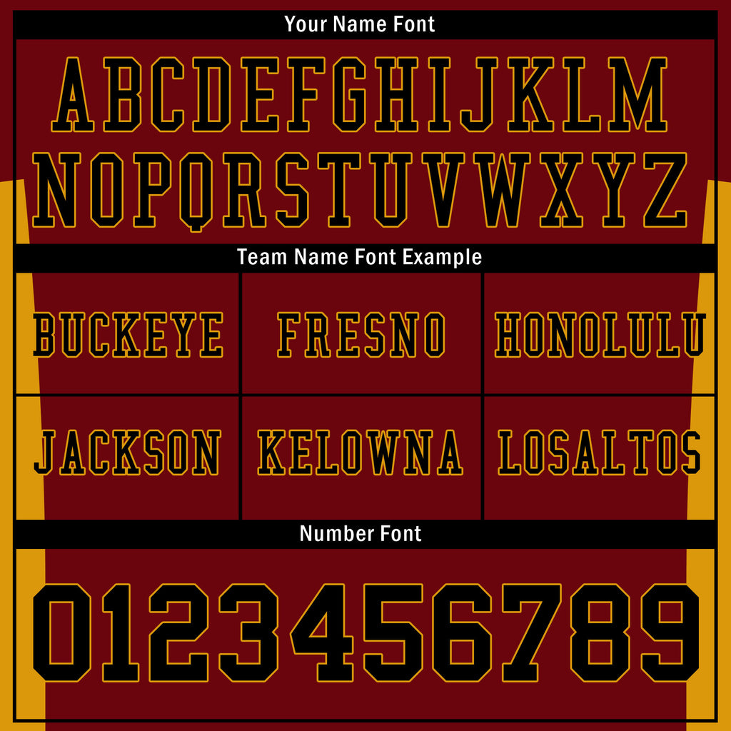 Custom Dark Red Yellow Striped Sleeves Personalized Authentic Football Jersey FBJ02-D06048
