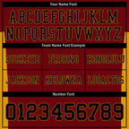 Custom Dark Red Yellow Striped Sleeves Personalized Authentic Football Jersey FBJ02-D06048