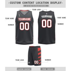 Custom Red Black Classic Style Reversible Basketball Uniform Personalized Ordinary BBJR-D017038