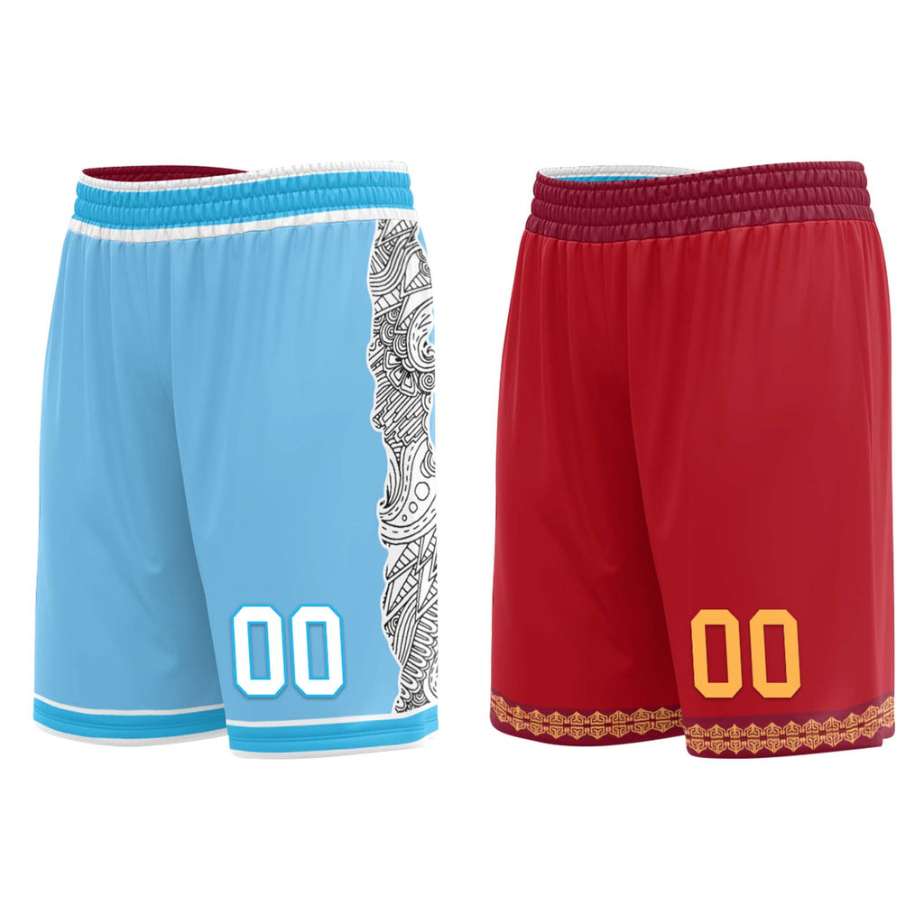 Custom Blue Red Cleveland City Edition Personalized Reversible Basketball Set Sports Basketball Jersey BBJ01R-D0610-6