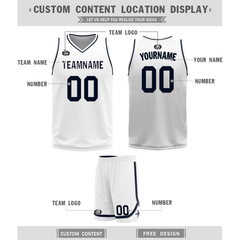 Custom Blue White Classic Style Reversible Basketball Uniform Personalized Ordinary BBJR-D017056