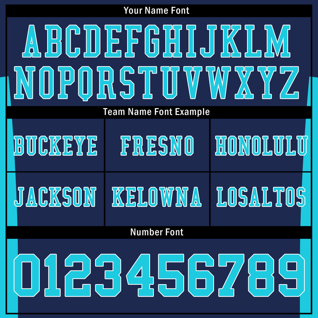 Custom Navy Blue Turquoise Striped Sleeves Personalized Authentic Football Jersey FBJ02-D06079