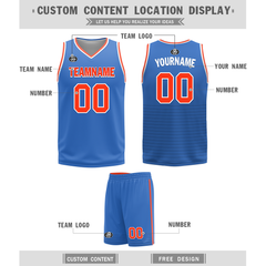 Custom Orange Blue Classic Style Reversible Basketball Uniform Personalized Ordinary BBJR-D017040