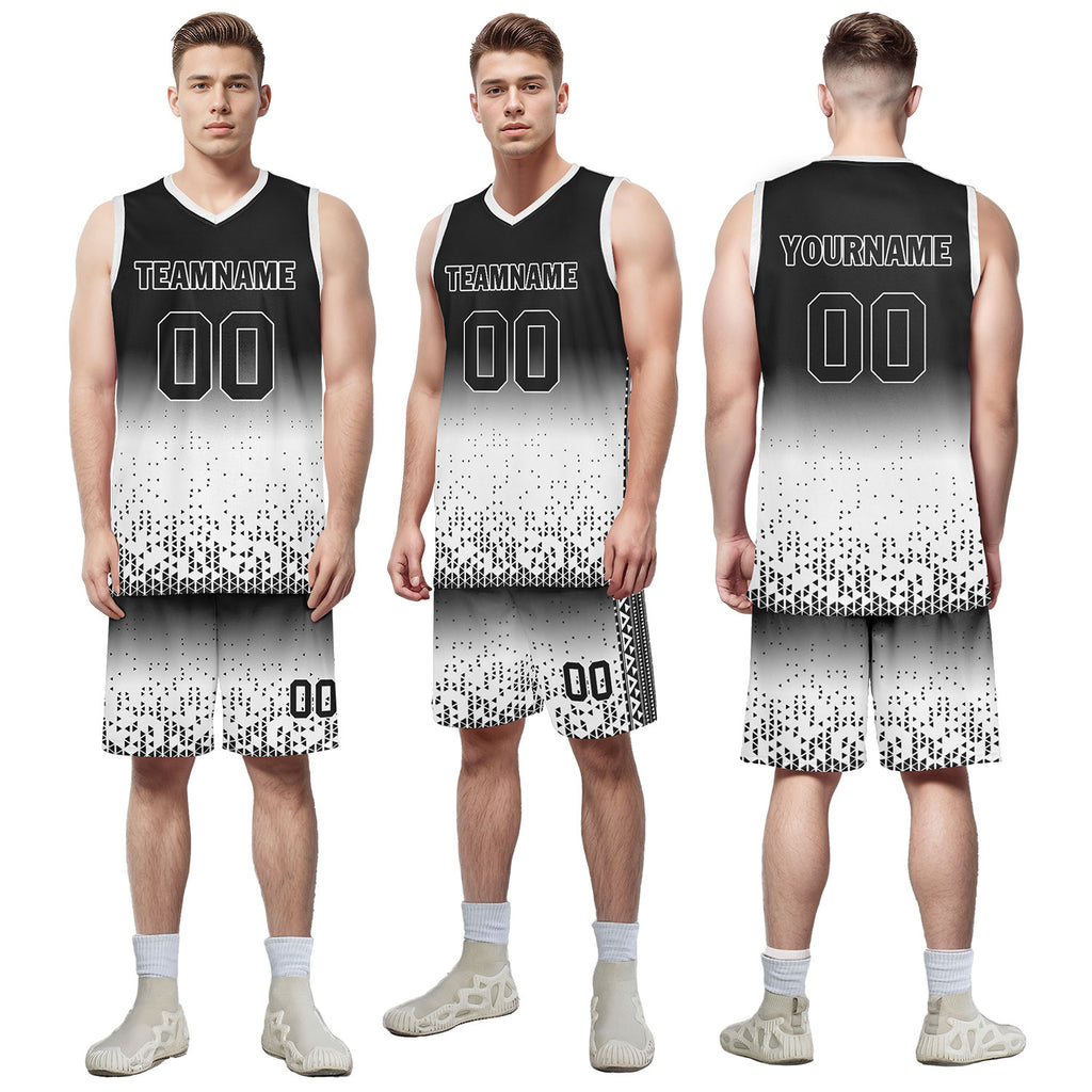 Custom Black White Fade Fashion Sports Uniform Basketball Jersey BBJ01-D020102-2
