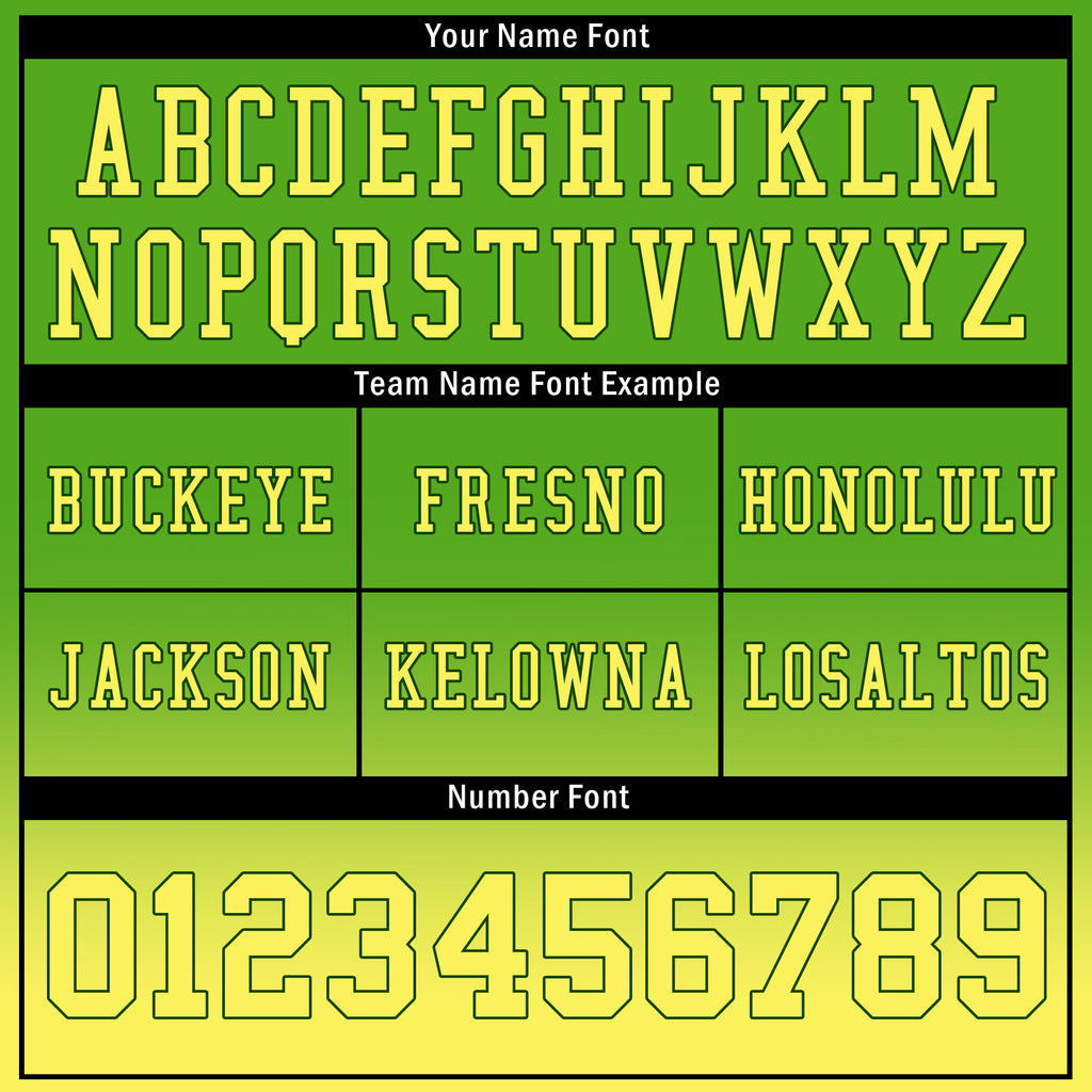 Custom Green Light Yellow Fade Fashion Personalized Authentic Football Jersey FBJ02-D06096