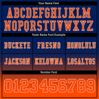 Custom Navy Blue Orange Fade Fashion Personalized Authentic Football Jersey FBJ02-D06092