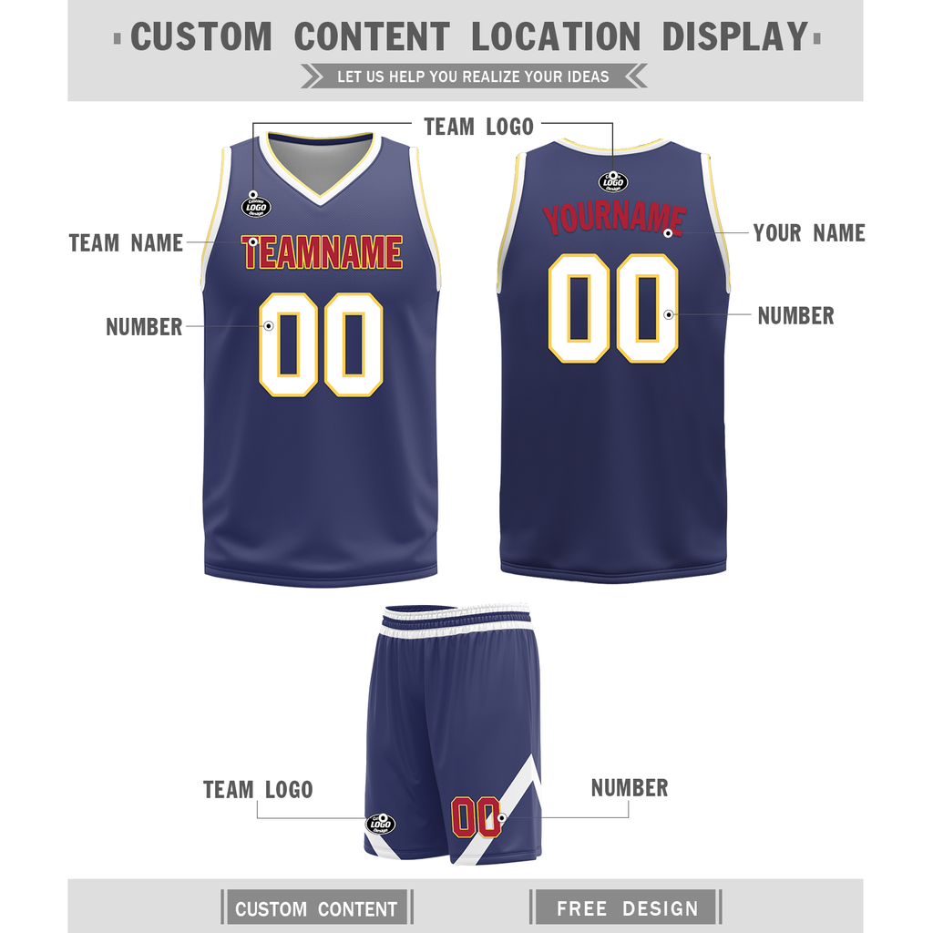 Custom White Blue Classic Style Reversible Basketball Uniform Personalized COOLMAX BBJR-D017030