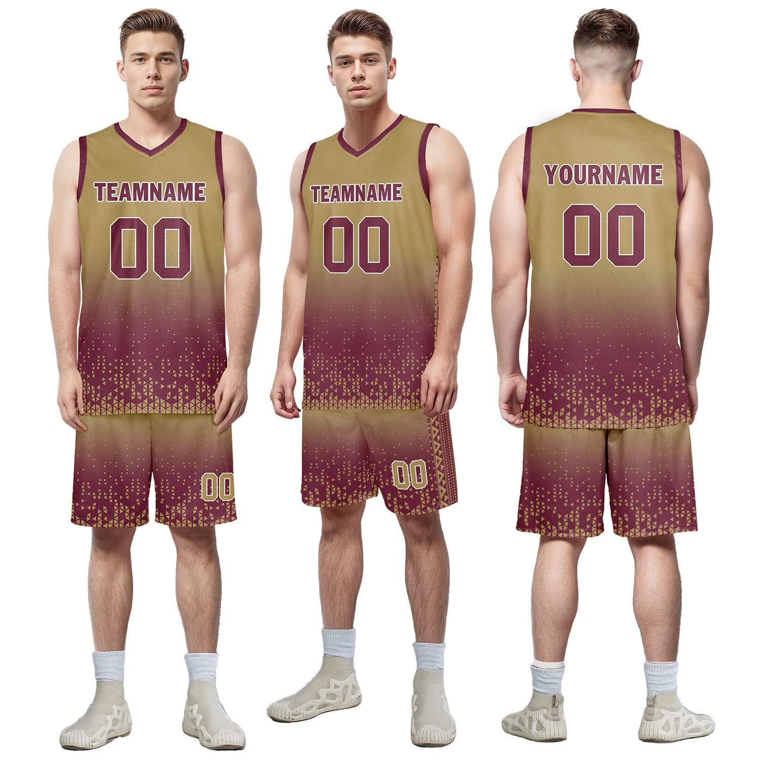 Custom Yellow Red Fade Fashion Sports Uniform Basketball Jersey BBJ01-D020102-5