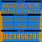 Custom Blue Yellow Striped Sleeves Personalized Authentic Football Jersey FBJ02-D06053