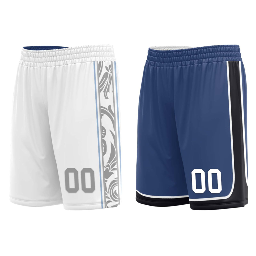 Custom White Gray Blue Dallas City Edition Personalized Reversible Basketball Set Sports Basketball Jersey BBJ01R-D0610-7