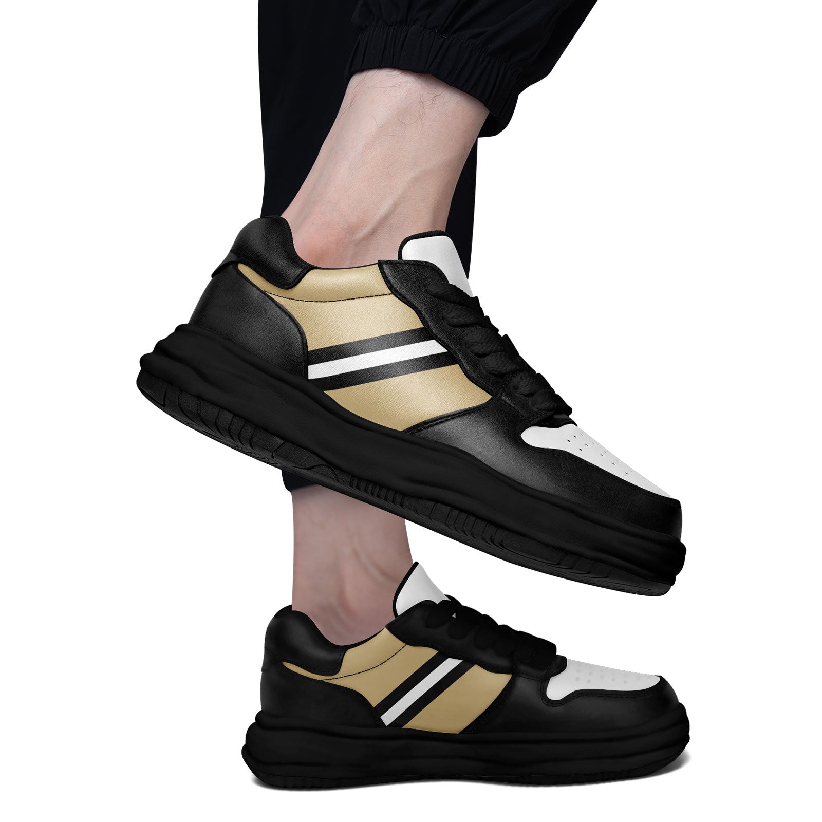 Custom Black Gold New Orleans Shoes Personalized Sneaker FN032-D020389-19