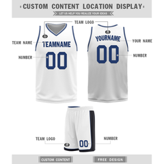 Custom Blue White Classic Style Reversible Basketball Uniform Personalized Ordinary BBJR-D017053