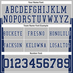 Custom Gray Blue Striped Sleeves Personalized Authentic Football Jersey FBJ02-D06046