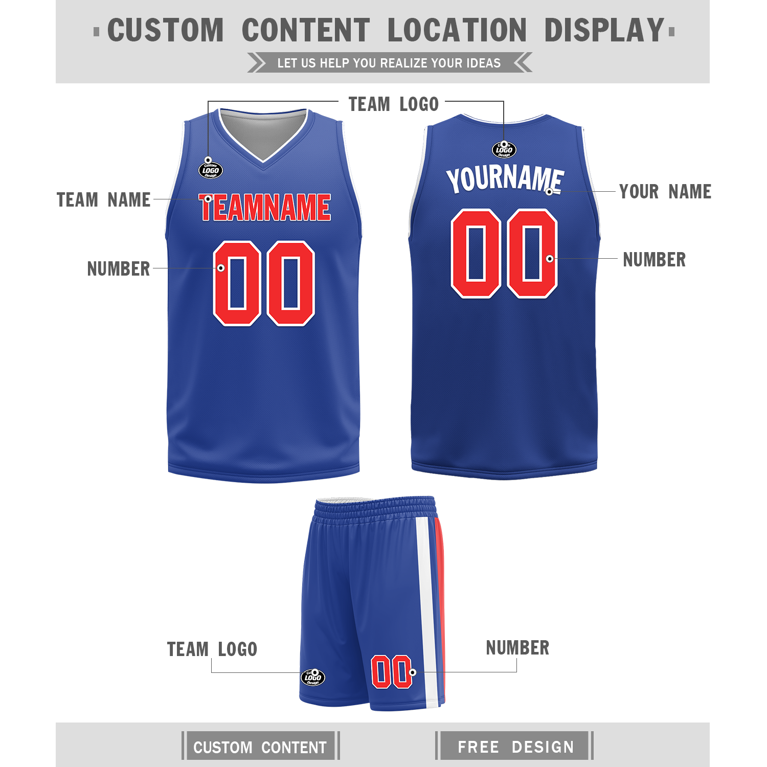 Custom White Blue Classic Style Reversible Basketball Uniform Personalized COOLMAX BBJR-D017020