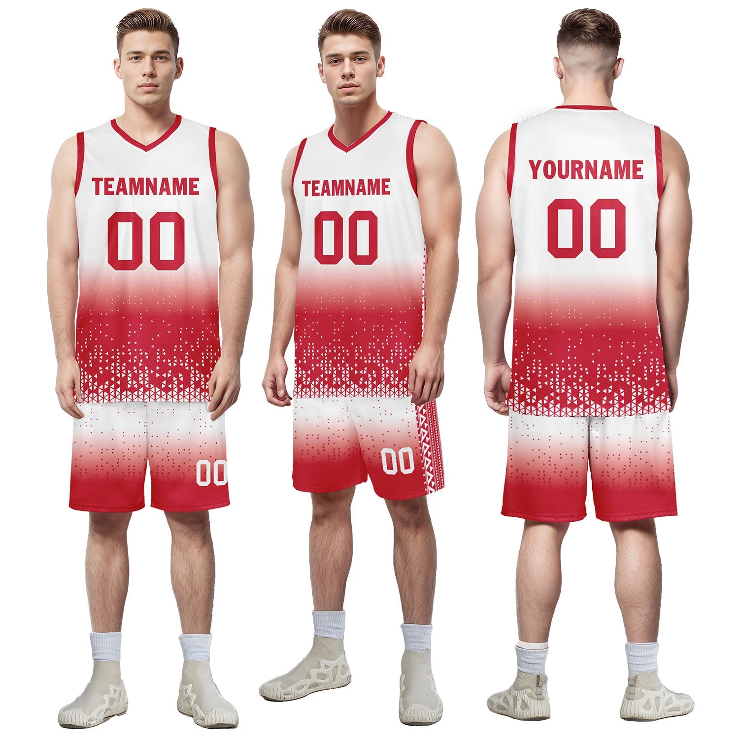 Custom White Red Fade Fashion Sports Uniform Basketball Jersey BBJ01-D020102-8