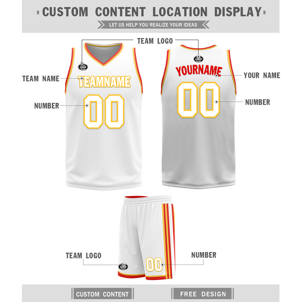 Custom Red White Classic Style Reversible Basketball Uniform Personalized Ordinary BBJR-D017027