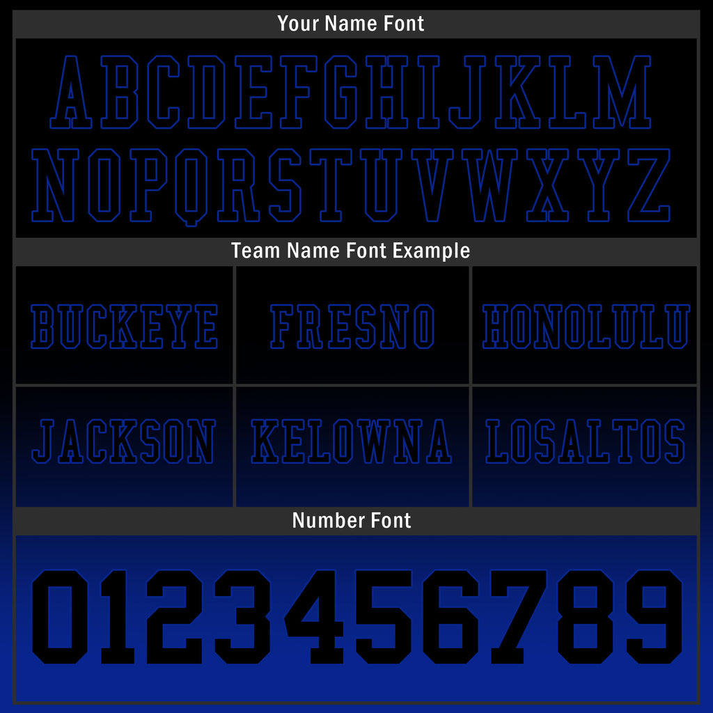 Custom Black Blue Fade Fashion Personalized Authentic Football Jersey FBJ02-D06085