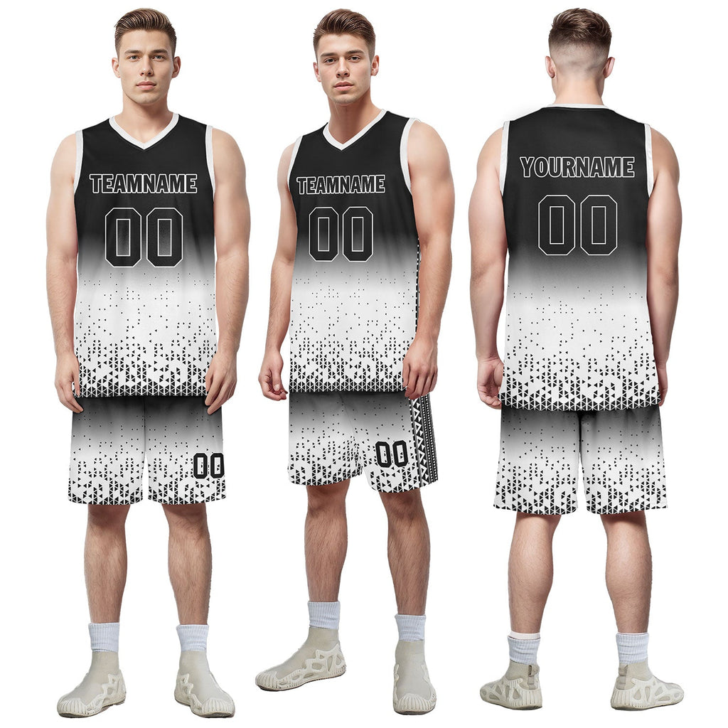 Custom Black White Fade Fashion Sports Uniform Basketball Jersey BBJ01-D020102-2