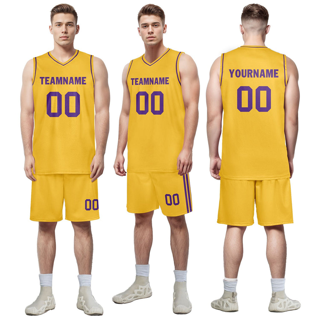 Custom Yellow Classic Style Sports Uniform Basketball Jersey BBJ01-D020105-15