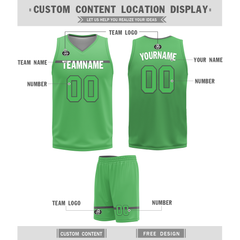 Custom Gray Green Classic Style Reversible Basketball Uniform Personalized COOLMAX BBJR-D017046