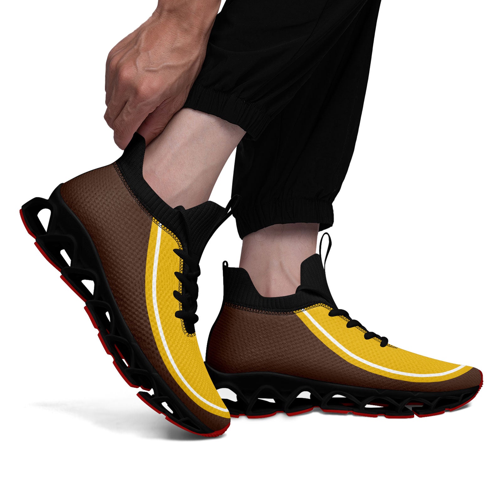 Custom Brown Yellow Maxsoul Shoes Personalized Sneaker FN030XD-D020388-14
